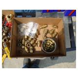 Qty of 2 flats of brass valves & fittings. As shown.