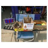 Qty of 3 boxes of misc including vintage oil bottle & spout. As shown.