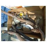 Qty of 3 boxes of misc including vintage oil bottle & spout. As shown.