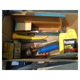 Qty of 3 boxes of misc including vintage oil bottle & spout. As shown.