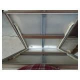 Folding aluminum table. 32 x 72. Good used condition. As shown.