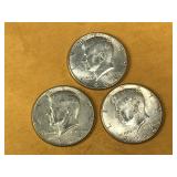 3 - Kennedy Half Dollars