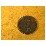 1876 Norway 1 Ore Copper Coin