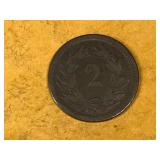 1850 Swiss 2 Rappen Coin