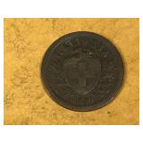 1850 Swiss 2 Rappen Coin