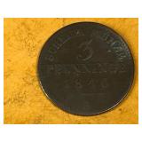 1846 German States Prussia 3 Pfennig Coin