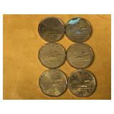 6 - Canadian One dollar Coins