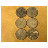 6 - Canadian One dollar Coins
