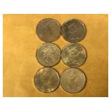 6 - Canadian One dollar coins