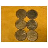 6 - Canadian One dollar coins