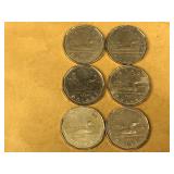 6 - Canadian One dollar coins