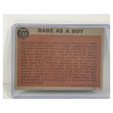 1962 Topps Baseball Card Babe Ruth Special Babe as a Boy #135