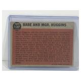 1962 Topps Baseball Card Babe Ruth Special Babe and MGR. Huggins #137