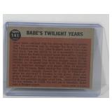 1962 Topps Baseball Card Babe Ruth Special Twighlight Years #141