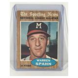 1962 Topps Baseball Card The Sporting News National League All-Star Warren Spahn #399