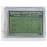 1977 Topps Baseball Card 1976 World Series Morgan Homers in Series Opener & Johnny Bench Stars as Reds take 2nd Game #411