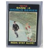 1971 Topps Baseball Card 1970 Game #4 World Series Reds Stay Alive #330