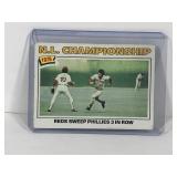 1977 Topps Baseball Card 1976 N.L. Championship Reds Sweep Phillies 3 in a Row #277