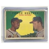 1959 Topps Baseball Card Hank Aaron & Eddie Mathew’s Fence Busters #212