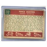 1959 Topps Baseball Card Hank Aaron & Eddie Mathew’s Fence Busters #212