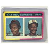 1975 Topps Baseball Card 1974 Batting Leaders Rod Carew & Ralph Garr #306