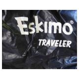 Portable fish house with wood stove