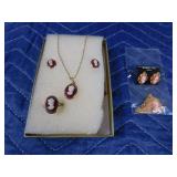 2 sets of cameo jewelry