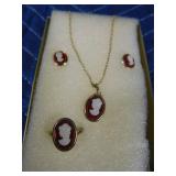 2 sets of cameo jewelry