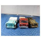 2 Vintage metal jeeps and 1 truck