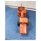 vintage metal tractor with grain hauler and old metal semi