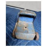 vintage metal tractor with grain hauler and old metal semi