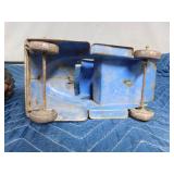 vintage metal tractor with grain hauler and old metal semi