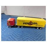 metal Pennzoil semi and trailer