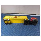 metal Pennzoil semi and trailer