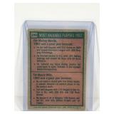 1975 Topps Baseball Card 1962 Most Valuable Players Mickey Mantle & Maury Wills #200