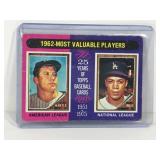 1975 Topps Baseball Card 1962 Most Valuable Players Mickey Mantle & Maury Wills #200