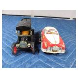 Ertl bank replica 1913 Ford model T van and tin wind-up fire chief car