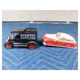 Ertl bank replica 1913 Ford model T van and tin wind-up fire chief car