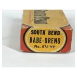 Vintage fishing lure in box - South Bend Bait Co. Babe Oreno No. 972 YP
