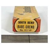 Vintage fishing lure in box - South Bend Bait Co. Babe Oreno No. 972 YP
