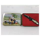 Coleman Knife “Gone Fishing” in tin holding Case