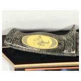 Large Knife with Eagle Picture on the Handle in Case