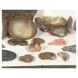 Slab cut rocks with agates