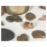 Slab cut rocks with agates