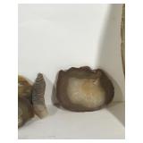 Slab cut rocks with agates