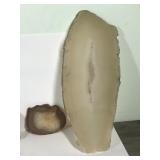 Slab cut rocks with agates