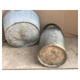 Vintage wash tub and milk can