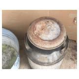 Vintage wash tub and milk can