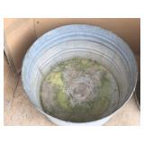 Vintage wash tub and milk can