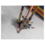 3 fishing rods and reels
